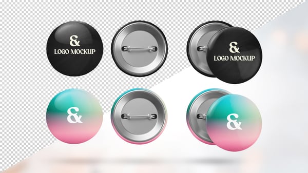 MOCKUP BOTON BUTTON BROCHE BOTTON 3D RENDER TOTALMENTE EDITÁVEL PSD