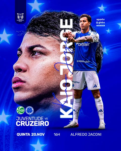 FEED FLYER JOGO DE FUTEBOL SOCIAL MÍDIA PSD EDITÁVEL KAIO JORGE CRUZEIRO