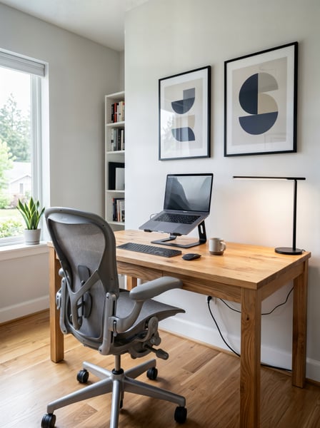 ESCRITÓRIO HOME OFFICE COM DESKTOP E CADEIRA 1