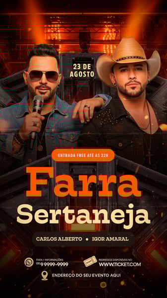 FLYER PARA EVENTO SHOW ARTISTA SERTANEJO PSD EDITÁVEL STORY 12