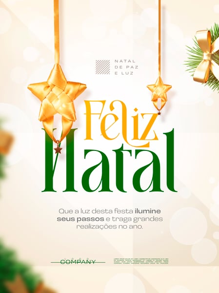 FELIZ NATAL ESTRELA DOURADA E LUZ SOCIAL MEDIA FLYER PSD EDITÁVEL