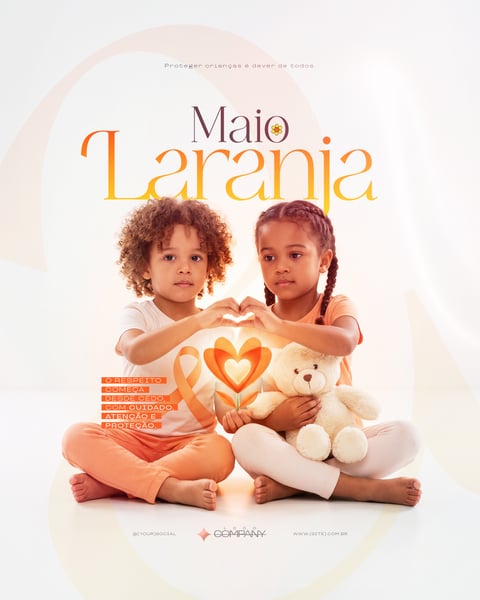 Maio Laranja Campanha Combate Abuso Exploração Infantil Social Media PSD Editável 3