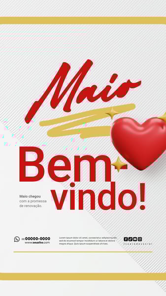 BEM VINDO MAIO SAUDAÇÃO MÊS SOCIAL MEDIA POST EDITÁVEL STORY
