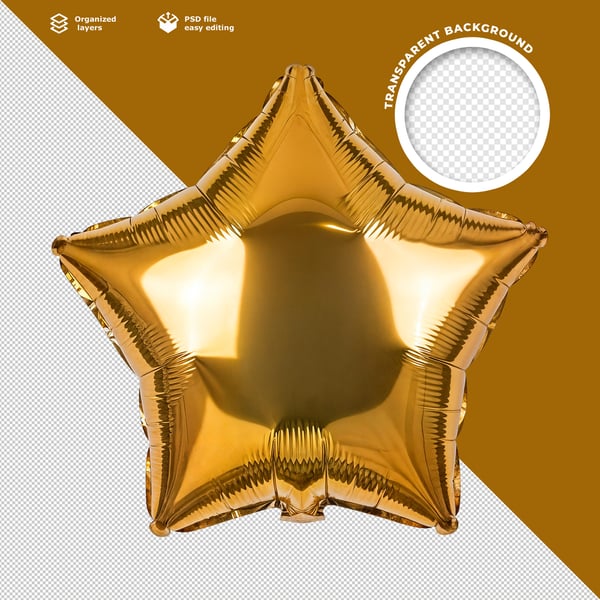 FOLHA ESTRELA DOURADA BRILHANTE COM TEXTURA METÁLICA PARA FESTAS E DECORAÇÃO