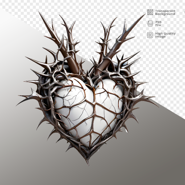 CORAÇÃO COM ESPINHOS  ELEMENTO 3D PARA COMPOSIÇÃO - HEART