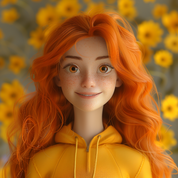 MENINA BONITA RUIVA | PERSONAGEM 3D | PIXAR DISNEY | IMAGEM