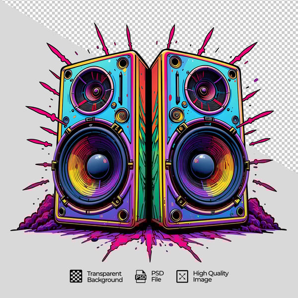 ELEMENTO CAIXA DE SOM PSICODÉLICA PNG