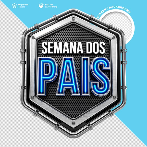 POST FEED SEMANA DOS PAIS MODERNO AZUL PRATEADO BRANCO PSD EDITÁVEL