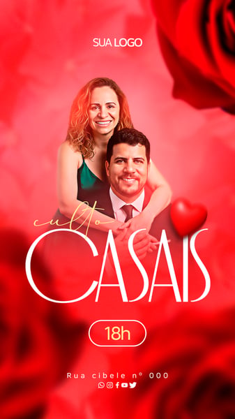 FLYER GOSPEL CULTO DE CASAIS STORY PSD