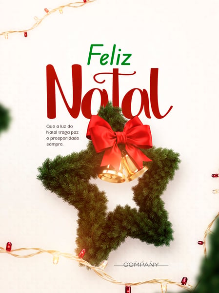 FELIZ NATAL COM GUIRLANDA DE ESTRELA SOCIAL MEDIA FLYER PSD EDITÁVEL
