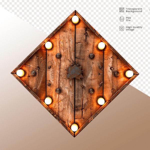 LOSANGO DE MADEIRA COM LUZ - ELEMENTO 3D PARA COMPOSIÇÃO