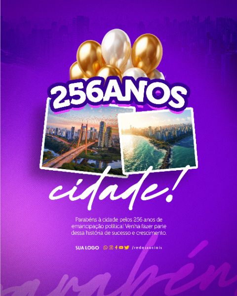 SOCIAL MEDIA - ANIVERSÁRIO CIDADE - ROXO