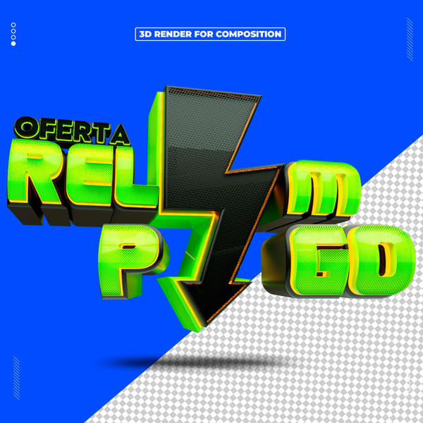 SELO 3D OFERTA RELÂMPAGO PARA COMPOSIÇÃO