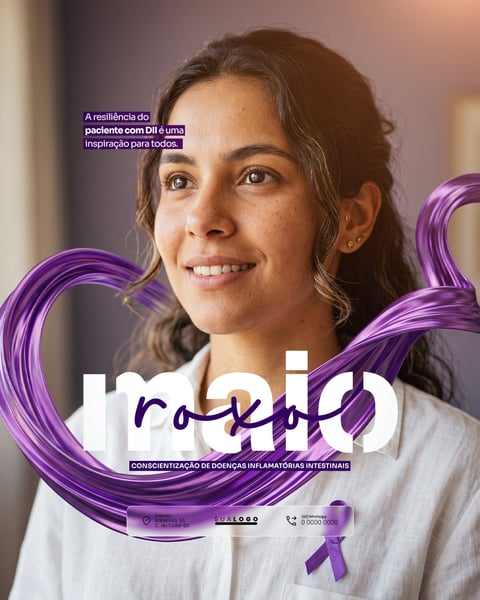 MAIO ROXO CONSCIENTIZAÇÃO DE DOENÇAS INFLAMATÓRIAS INTESTINAIS SOCIAL MEDIA PSD EDITÁVEL 3