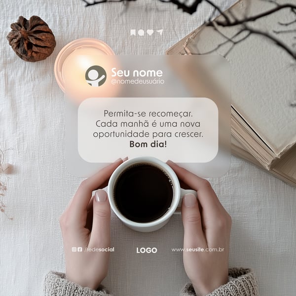 ISG BOM DIA MOTIVACIONAL PERMITA-SE RECOMEÇAR SOCIAL MEDIA PSD EDITÁVEL