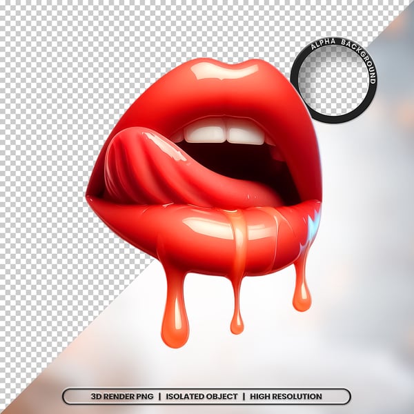 3D RENDER BOCA LÍNGUA LEITE ELEMENTO ÍCONE PSD PNG
