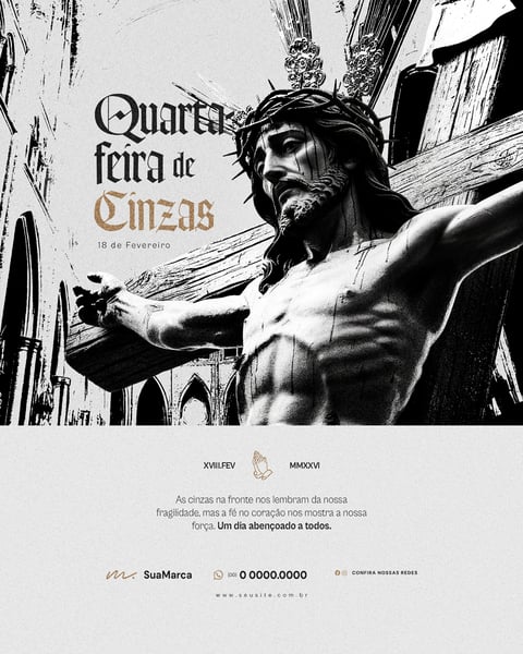 Quarta-feira de Cinzas Um Dia Abençoado PSD Editável