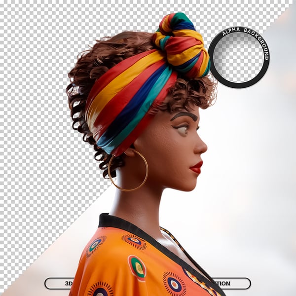 MULHER NEGRA AFRO ELEMENTO PSD PNG 12