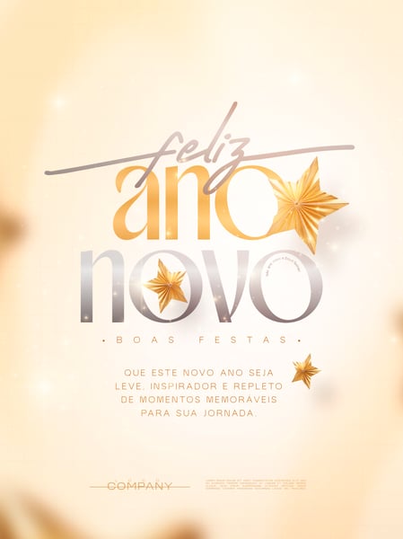 FELIZ ANO NOVO ESTRELA DOURADA SOCIAL MEDIA FLYER PSD EDITÁVEL