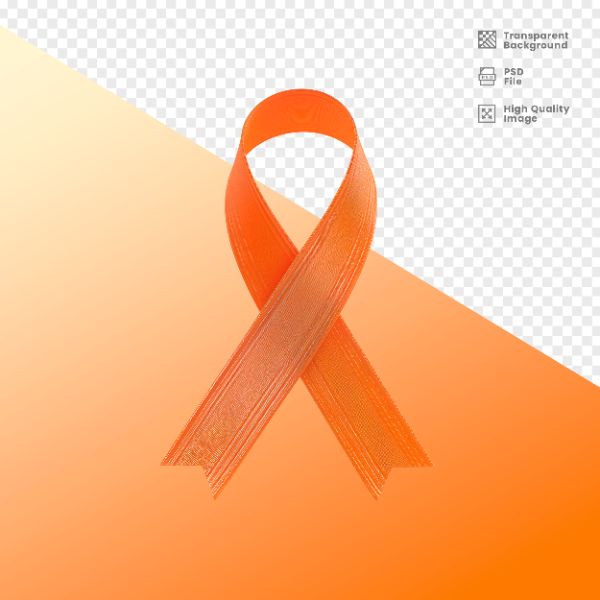 ELEMENTO 3D PARA COMPOSIÇÃO FITA LARANJA LUTA CONTRA O CÂNCER