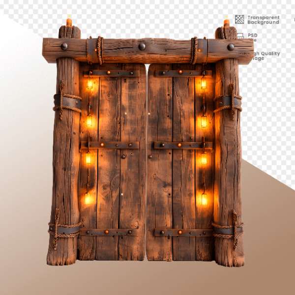 PORTA DE MADEIRA COM LUZ - ELEMENTO 3D PARA COMPOSIÇÃO