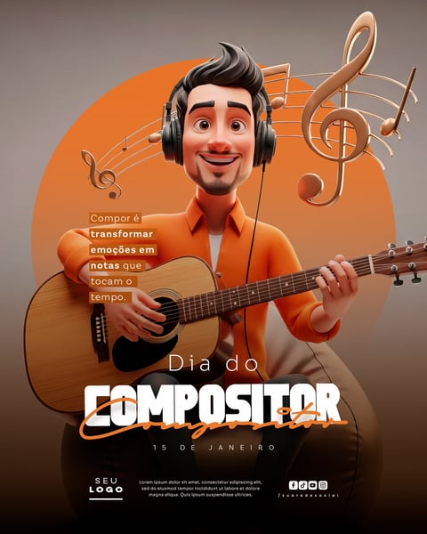 DIA DO COMPOSITOR 15 DE JANEIRO SOCIAL MEDIA PSD EDITÁVEL 5