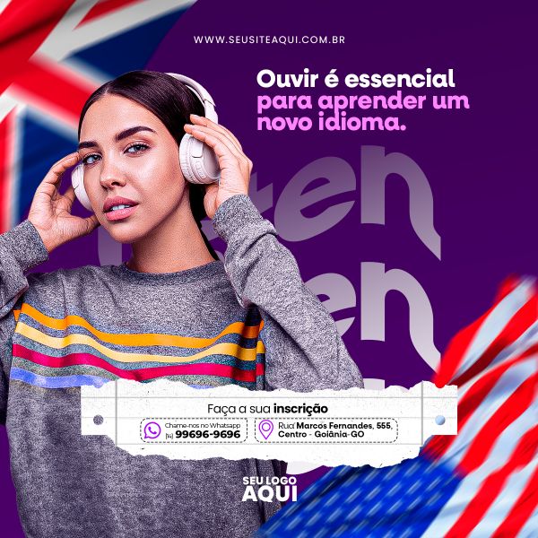 AULAS DE INGLÊS | IDIOMAS | PSD EDITÁVEL