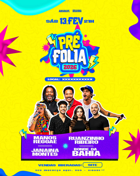 PRÉ FOLIA BLOQUINHO CARNAVAL 2026 EVENTO ARTISTA