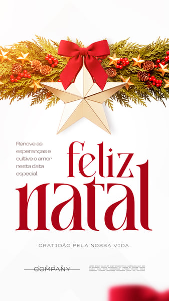FELIZ NATAL MENSAGEM ESTRELA DOURADA SOCIAL MEDIA FLYER PSD EDITÁVEL STORY