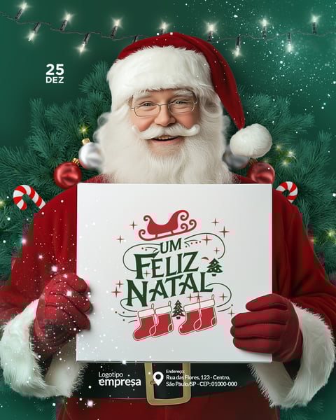 Feliz Natal 25 de Dezembro Social Media PSD Editável