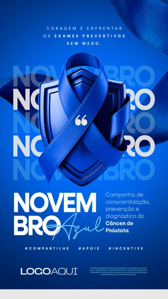 NOVEMBRO AZUL ESCUDO SAÚDE HOMEM SOCIAL MEDIA FLYER PSD EDITÁVEL STORY