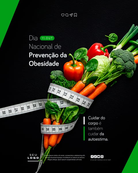 DIA NACIONAL DE PREVENÇÃO DA OBESIDADE 11 DE OUTUBRO SOCIAL MEDIA PSD EDITÁVEL 2