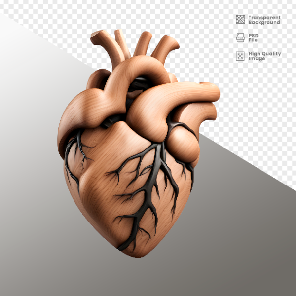 CORAÇÃO DE MADEIRA  ELEMENTO 3D PARA COMPOSIÇÃO - HEART