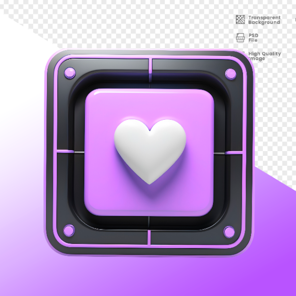 CORAÇÃO QUADRADO -  ELEMENTO 3D CORAÇÃO  PARA COMPOSIÇÃO