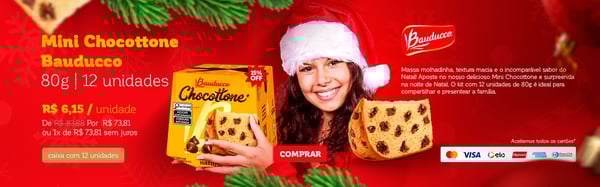 MRY SOCIAL MEDIA FELIZ NATAL BANNER MINI CHOCOTTONE BAUDUCO 80G 12UNIDADES