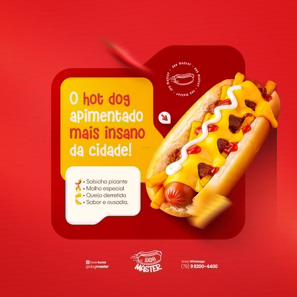HOT DOG CARDÁPIO LANCHE CACHORRO QUENTE PROMOÇÃO HAMBURGUERIA LANCHONETE PSD EDITÁVEL