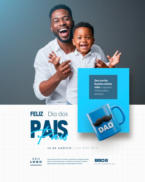 DIA DOS PAIS AGOSTO SOCIAL MEDIA POST EDITÁVEL FEED