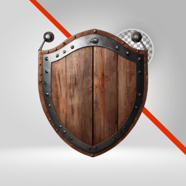 ESCUDO DE MADEIRA 3D, MEDIEVAL, PLACA PRA TEXTO, ELEMENTO PNG, FUNDO TRANSPARENTE, TÁBUA, VAQUEJADA, SERTANEJO 3D