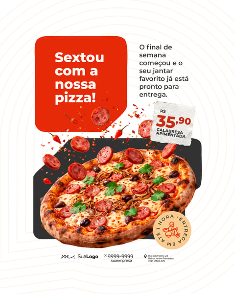 Template de Post para Redes Sociais Pizza de Calabresa Apimentada PSD Editável