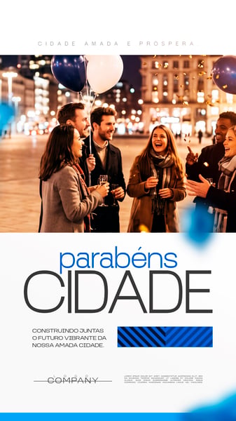 ANIVERSÁRIO DA CIDADE PESSOAS BALÕES SOCIAL MEDIA FLYER PSD EDITÁVEL STORY