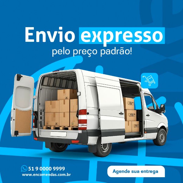 ENVIO EXPRESSO SOCIAL MEDIA TRANSPORTADORA PSD EDITÁVEL