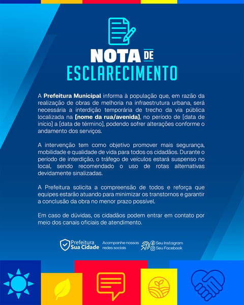 NOTA DE ESCLARECIMENTO PREFEITURA SOCIAL MEDIA