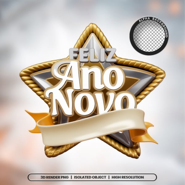 SPD SELO 3D RENDER FELIZ ANO NOVO ELEMENTO ÍCONE PSD PNG (804)