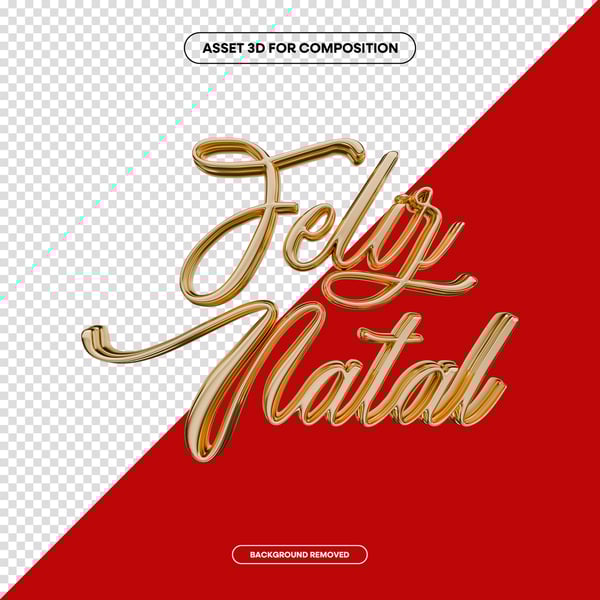 FELIZ NATAL LETTERING 3D DOURADO PARA COMPOSIÇÃO SOCIAL MEDIA PNG 11
