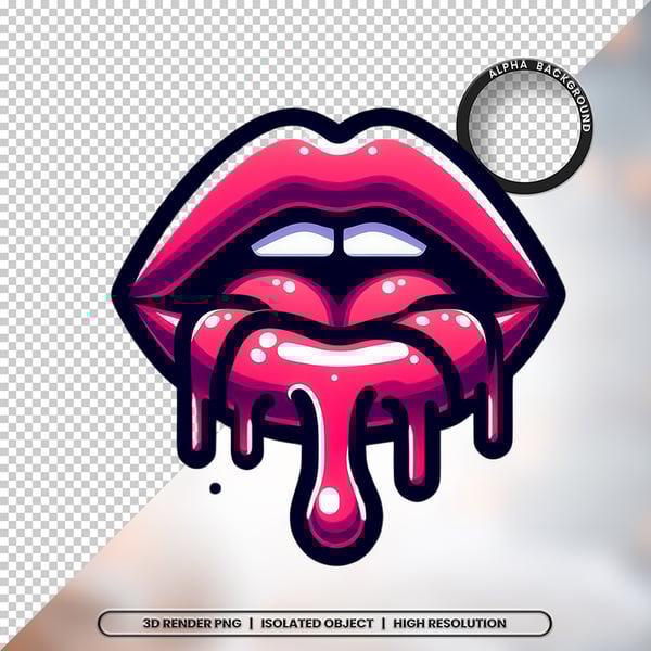 3D RENDER BOCA LÍNGUA LEITE ELEMENTO ÍCONE PSD PNG