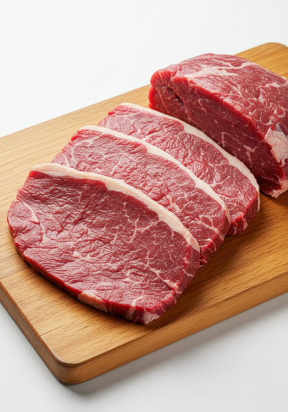 BIFE DE CARNE CORTADO EM FATIAS SOBRE TÁBUA 2