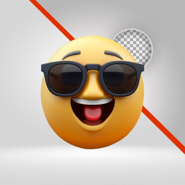 EMOJI DE ÓCULOS  3D, AMARELO, ELEMENTO PNG, FUNDO TRANSPARENTE, VERÃO, BONECO, REDE SOCIAL, MÍDIA DIGITAL, EMOÇÃO