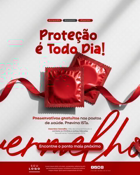 DEZEMBRO VERMELHO MÊS DE LUTA CONTRA A AIDS HIV E OUTRAS IST SOCIAL MEDIA PSD EDITÁVEL 4