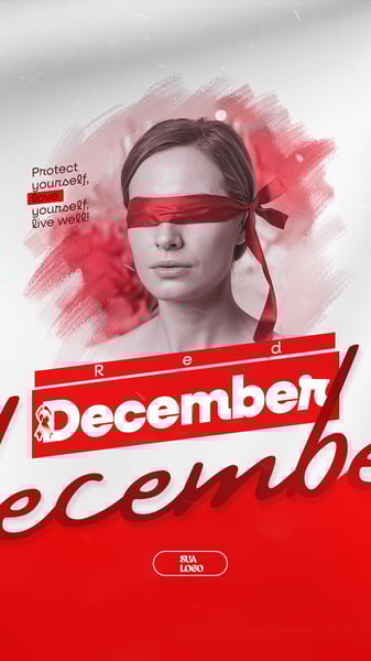 RED DECEMBER MÊS DE LUTA E CONSCIENTIZAÇÃO CONTRA AIDS, HIV E OUTRAS DSTs SOCIAL MEDIA EDITÁVEL PSD