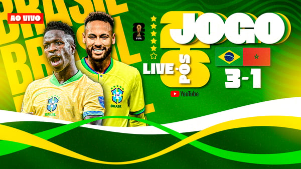 Capa YouTube Pós Jogo Brasil Futebol Copa PSD Editável